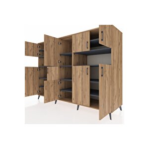 Kronos Dolap 14 Raflı 10 Kapaklı 220x59x163 Çam-çam/antrasit