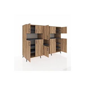 Kronos Dolap 14 Raflı 10 Kapaklı 220x59x163 Çam-çam/antrasit