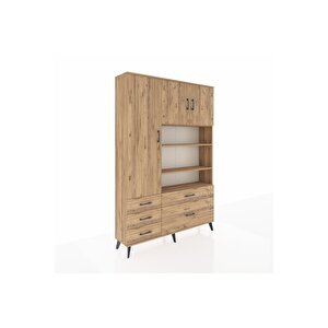 Arges Gardrop 9 Raflı 5 Çekmeceli 3 Kapaklı 132x30x195 Çam-çam