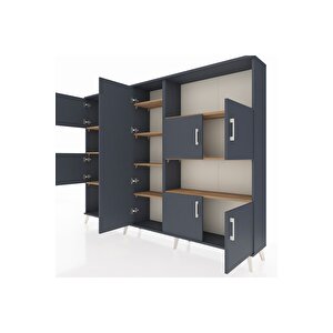 Arges Dolap 10 Raflı 9 Kapaklı 220x30x163 Antrasit-antrasit/çam