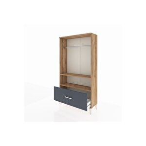 Arges Dolap 2 Raflı Tek Çekmeceli Tek Askılı 88x30x163 Çam-antrasit