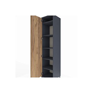 Hyperion Dolap 5 Raflı Tek Kapaklı 44x44x195 Antrasit-çam