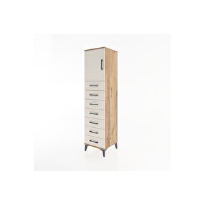 Hyperion Dolap Tek Raflı 7 Çekmeceli Tek Kapaklı 44x44x182 Çam-aytaşı