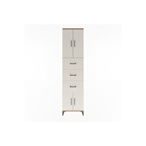 Arges Dolap Tek Raflı 3 Çekmeceli 4 Kapaklı 60x30x243 Çam-aytaşı