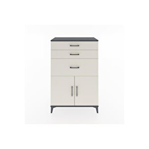 Hyperion Dolap Tek Raflı 3 Çekmeceli 2 Kapaklı 88x44x134 Antrasit-aytaşı