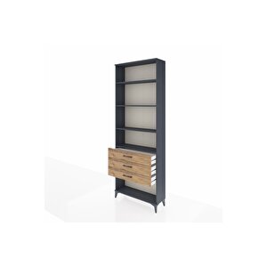 Arges Dolap 4 Raflı 3 Çekmeceli 88x30x243 Antrasit-çam