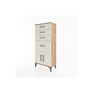 Hyperion Dolap 4 Çekmeceli 2 Kapaklı 60x44x134 Çam-aytaşı