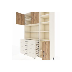 Hyperion Dolap 9 Raflı 4 Çekmeceli 3 Kapaklı 132x44x195 Aytaşı-çam/aytaşı