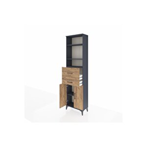 Arges Dolap 4 Raflı 2 Çekmeceli 2 Kapaklı 60x30x221 Antrasit-çam