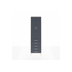 Arges Dolap 3 Raflı 5 Çekmeceli 2 Kapaklı 60x30x221 Aytaşı-antrasit