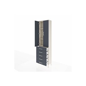 Arges Dolap 3 Raflı 5 Çekmeceli 2 Kapaklı 60x30x221 Aytaşı-antrasit