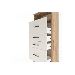Arges Dolap Tek Raflı 4 Çekmeceli 60x30x134 Çam-aytaşı