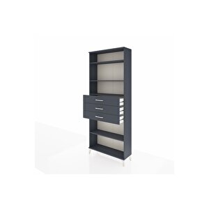 Arges Dolap 4 Raflı 3 Çekmeceli 88x30x221 Antrasit-antrasit