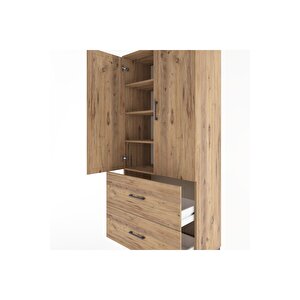 Hyperion Dolap 4 Raflı 2 Çekmeceli 2 Kapaklı 88x44x195 Çam-çam