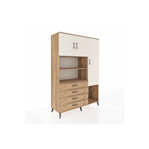 Hyperion Dolap 8 Raflı 4 Çekmeceli 3 Kapaklı 132x44x195 Çam-aytaşı/çam