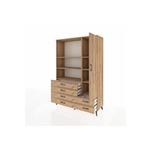 Hyperion Gardrop 7 Raflı 6 Çekmeceli Tek Kapaklı  132x44x195 Çam-çam