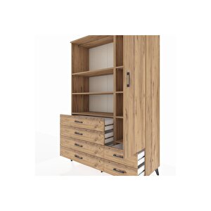 Hyperion Gardrop 7 Raflı 6 Çekmeceli Tek Kapaklı  132x44x195 Çam-çam