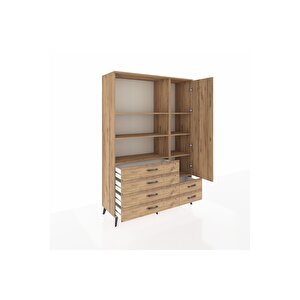 Hyperion Gardrop 7 Raflı 6 Çekmeceli Tek Kapaklı  132x44x195 Çam-çam