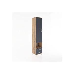 Hyperion Dolap 3 Raflı 2 Çekmeceli Tek Askılı 44x44x221 Çam-antrasit
