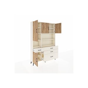Arges Dolap 9 Raflı 4 Çekmeceli 4 Kapaklı 132x30x195 Aytaşı-çam/aytaşı