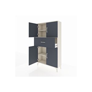 Arges Dolap 3 Raflı Tek Çekmeceli 4 Kapaklı 88x30x163 Aytaşı-antrasit