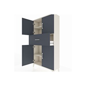 Arges Dolap 3 Raflı Tek Çekmeceli 4 Kapaklı 88x30x163 Aytaşı-antrasit