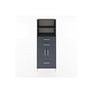 Hyperion Dolap 3 Raflı 3 Çekmeceli 2 Kapaklı 60x44x163 Antrasit-antrasit
