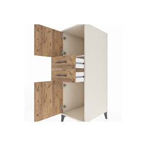 Kronos Dolap Tek Raflı 2 Çekmeceli 2 Kapaklı 44x59x134 Aytaşı-çam