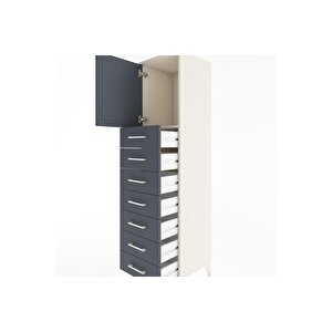 Hyperion Dolap Tek Raflı 7 Çekmeceli Tek Kapaklı 44x44x182 Aytaşı-antrasit