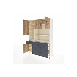 Hyperion Dolap 9 Raflı 4 Çekmeceli 4 Kapaklı 132x44x195 Aytaşı-çam/antrasit