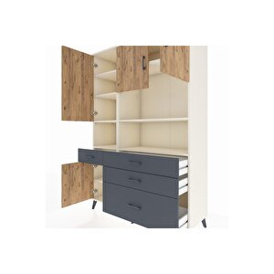 Hyperion Dolap 9 Raflı 4 Çekmeceli 4 Kapaklı 132x44x195 Aytaşı-çam/antrasit