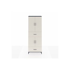Arges Dolap 5 Raflı 2 Çekmeceli 4 Kapaklı 88x30x243 Antrasit-aytaşı
