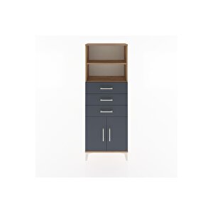 Arges Dolap 3 Raflı 3 Çekmeceli 2 Kapaklı 60x30x163 Çam-antrasit