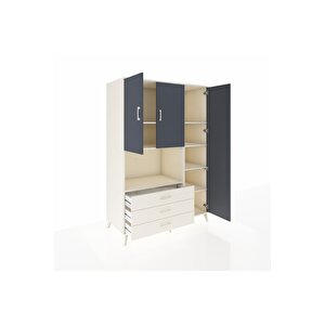 Kronos Dolap 7 Raflı 3 Çekmeceli 3 Kapaklı 132x59x195 Aytaşı-antrasit/aytaşı