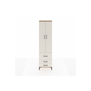 Arges Dolap 4 Raflı 3 Çekmeceli 2 Kapaklı 60x30x221 Çam-aytaşı