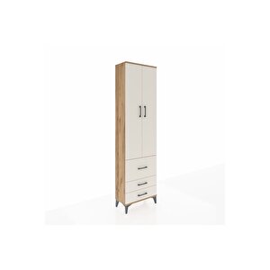 Arges Dolap 4 Raflı 3 Çekmeceli 2 Kapaklı 60x30x221 Çam-aytaşı