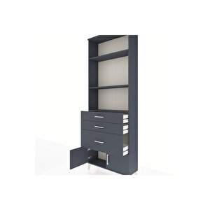 Arges Dolap 3 Raflı 3 Çekmeceli 2 Kapaklı 88x30x243 Antrasit-antrasit