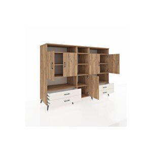 Kronos Dolap 12 Raflı 4 Çekmeceli 5 Kapaklı 220x59x163 Çam-çam/aytaşı