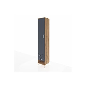 Hyperion Dolap 5 Raflı 2 Çekmeceli Tek Kapaklı 44x44x243 Çam-antrasit