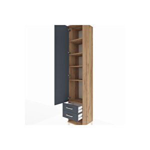 Hyperion Dolap 5 Raflı 2 Çekmeceli Tek Kapaklı 44x44x243 Çam-antrasit