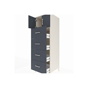 Kronos Dolap Tek Raflı 4 Çekmeceli 2 Kapaklı 60x59x182 Aytaşı-antrasit