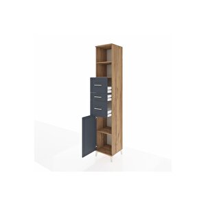 Hyperion Dolap 3 Raflı 3 Çekmeceli Tek Kapaklı 44x44x243 Çam-antrasit