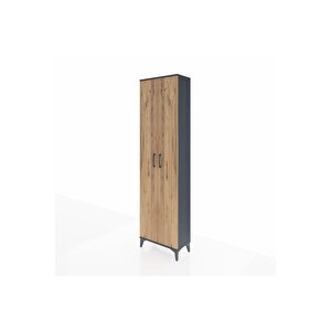 Arges Dolap 3 Raflı 2 Kapaklı Tek Askılı 60x30x221 Antrasit-çam