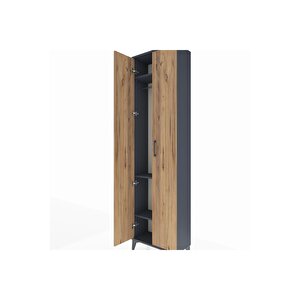 Arges Dolap 3 Raflı 2 Kapaklı Tek Askılı 60x30x221 Antrasit-çam