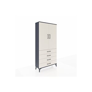 Arges Dolap 3 Raflı 4 Çekmeceli 2 Kapaklı 88x30x182 Antrasit-aytaşı