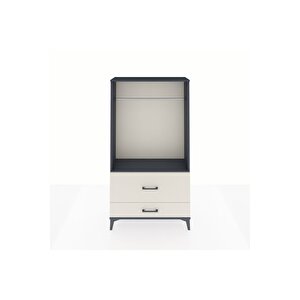 Arges Dolap Tek Raflı 2 Çekmeceli Tek Askılı 88x30x163 Antrasit-aytaşı