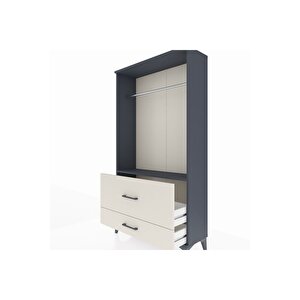 Arges Dolap Tek Raflı 2 Çekmeceli Tek Askılı 88x30x163 Antrasit-aytaşı