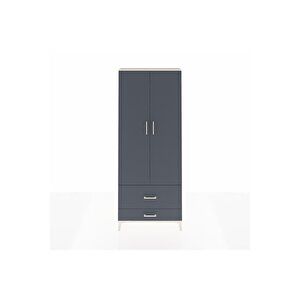 Arges Dolap 2 Raflı 2 Çekmeceli Tek Askılı 88x30x221 Aytaşı-antrasit