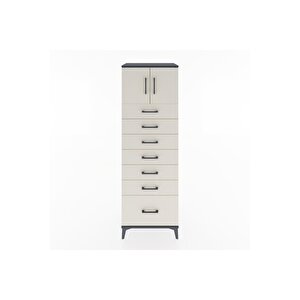 Hyperion Dolap Tek Raflı 7 Çekmeceli 2 Kapaklı 60x44x182 Antrasit-aytaşı