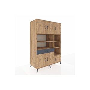 Kronos Dolap 10 Raflı Tek Çekmeceli 6 Kapaklı 132x59x195 Çam-çam/antrasit